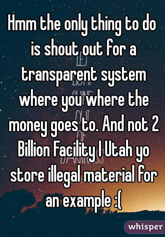 Hmm the only thing to do is shout out for a transparent system where you where the money goes to. And not 2 Billion Facility I Utah yo store illegal material for an example :(