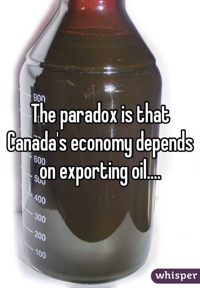 The paradox is that Canada's economy depends on exporting oil....