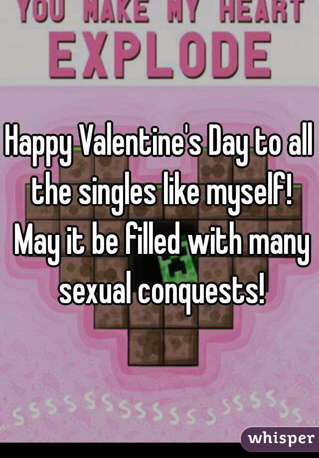 Happy Valentine's Day to all the singles like myself! May it be filled with many sexual conquests!
