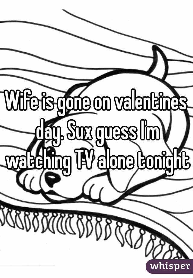Wife is gone on valentines day. Sux guess I'm watching TV alone tonight
