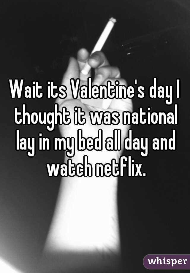 Wait its Valentine's day I thought it was national lay in my bed all day and watch netflix.
