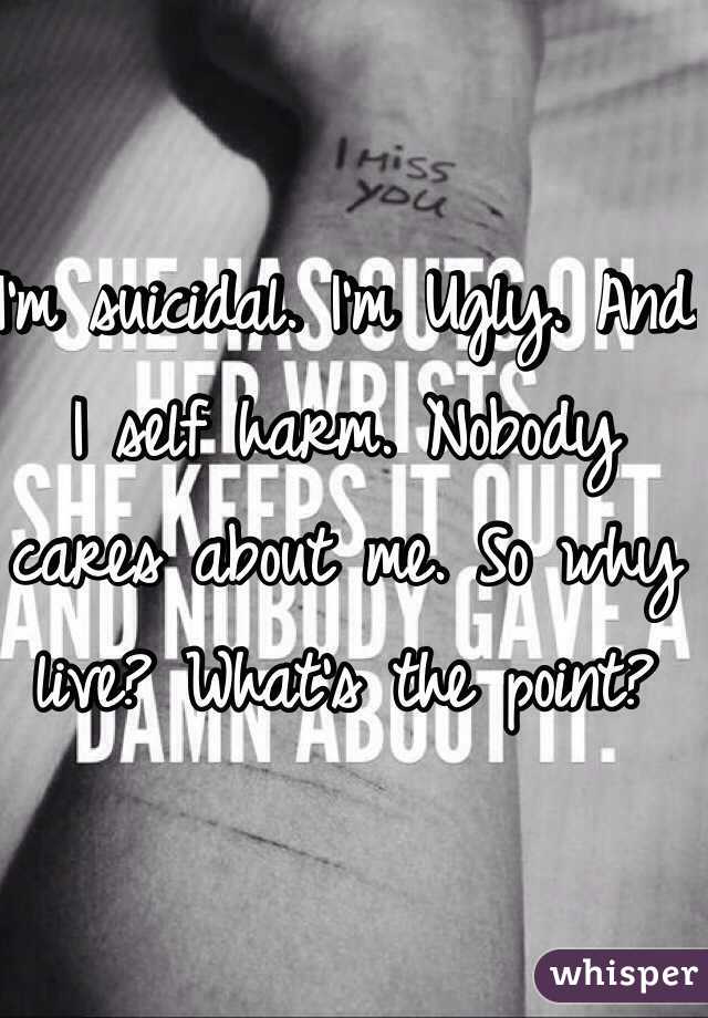 I'm suicidal. I'm Ugly. And I self harm. Nobody cares about me. So why live? What's the point?