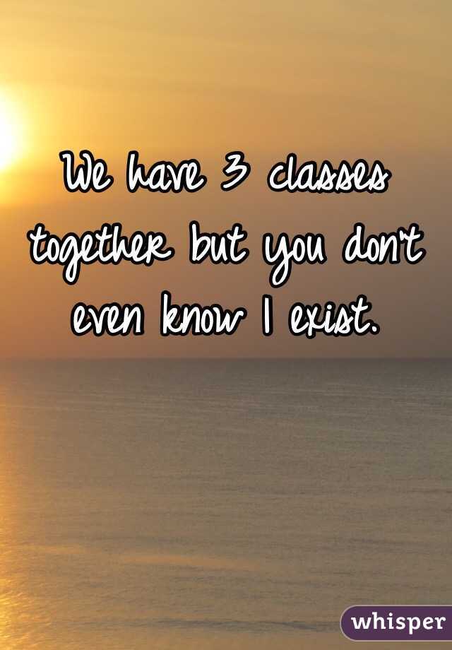 We have 3 classes together but you don't even know I exist.