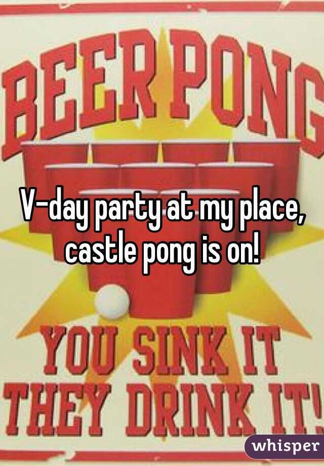 V-day party at my place, castle pong is on!