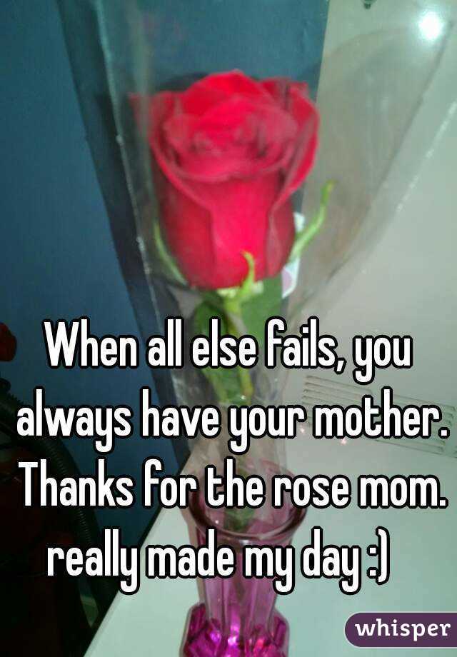 When all else fails, you always have your mother. Thanks for the rose mom. really made my day :)   