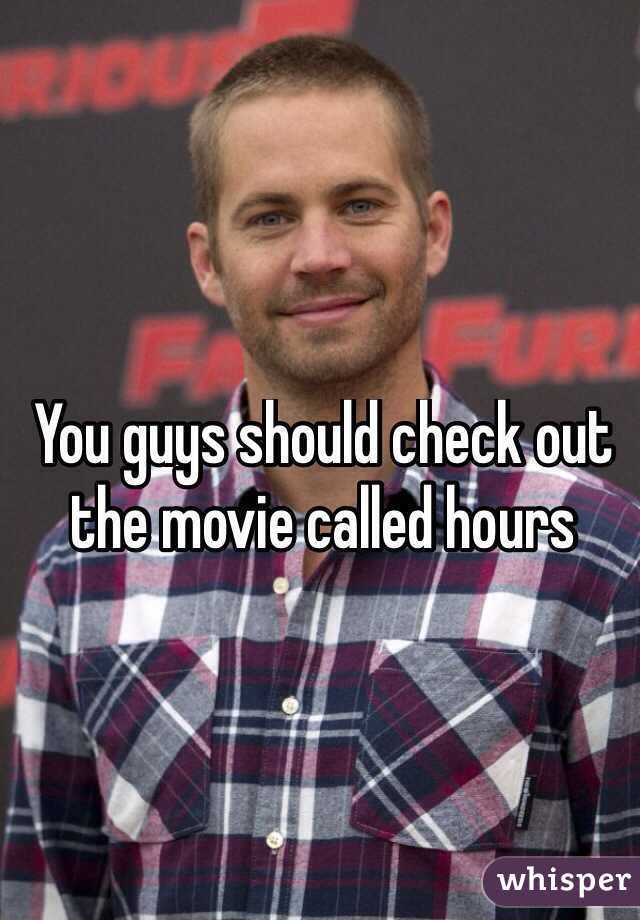 You guys should check out the movie called hours
