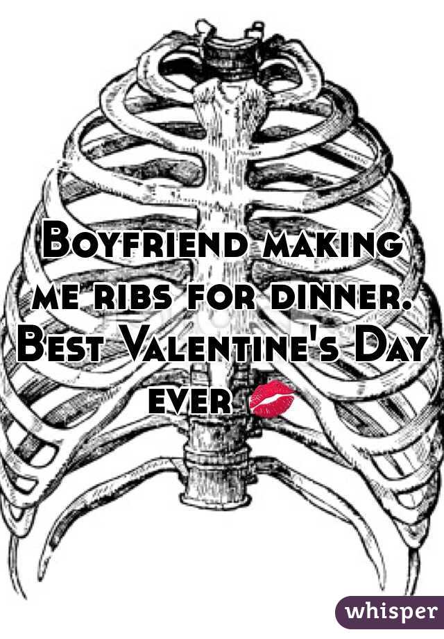 Boyfriend making me ribs for dinner. Best Valentine's Day ever 💋