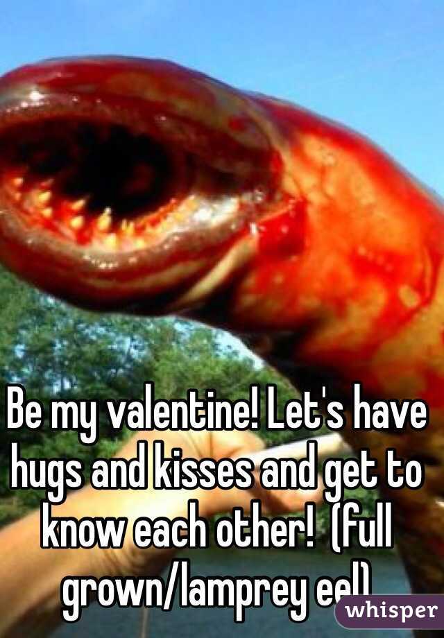 Be my valentine! Let's have hugs and kisses and get to know each other!  (full grown/lamprey eel) 