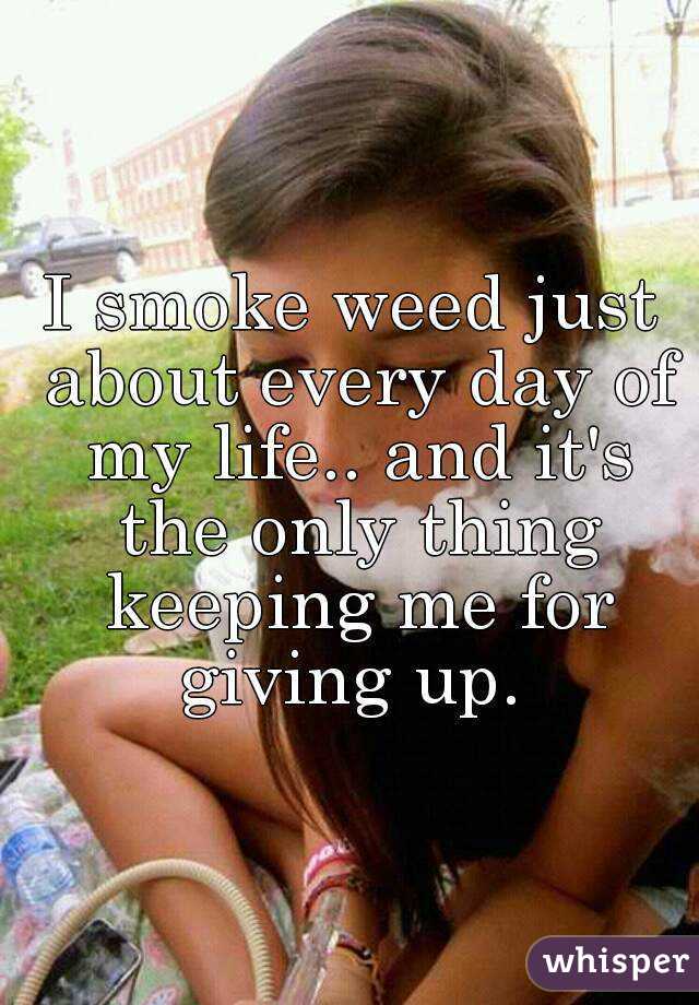 I smoke weed just about every day of my life.. and it's the only thing keeping me for giving up. 
