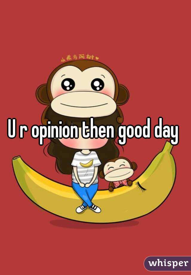 U r opinion then good day 