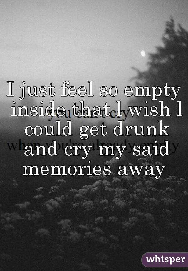I just feel so empty inside that l wish l could get drunk and cry my said memories away 