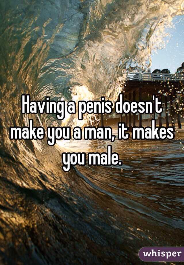 Having a penis doesn't make you a man, it makes you male. 
