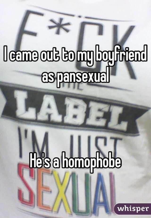 I came out to my boyfriend as pansexual



He's a homophobe
