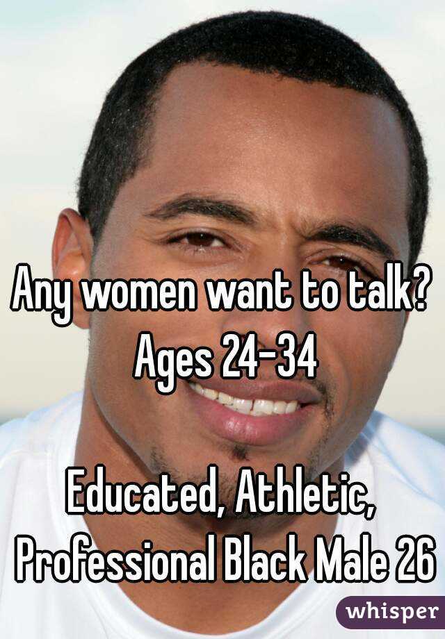 Any women want to talk? Ages 24-34

Educated, Athletic, Professional Black Male 26
