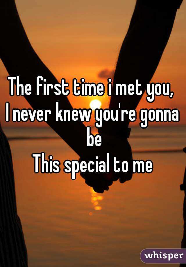The first time i met you, 
I never knew you're gonna be
This special to me
