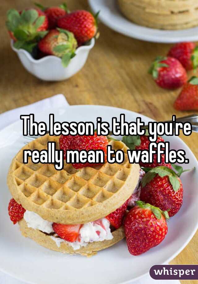 The lesson is that you're really mean to waffles.