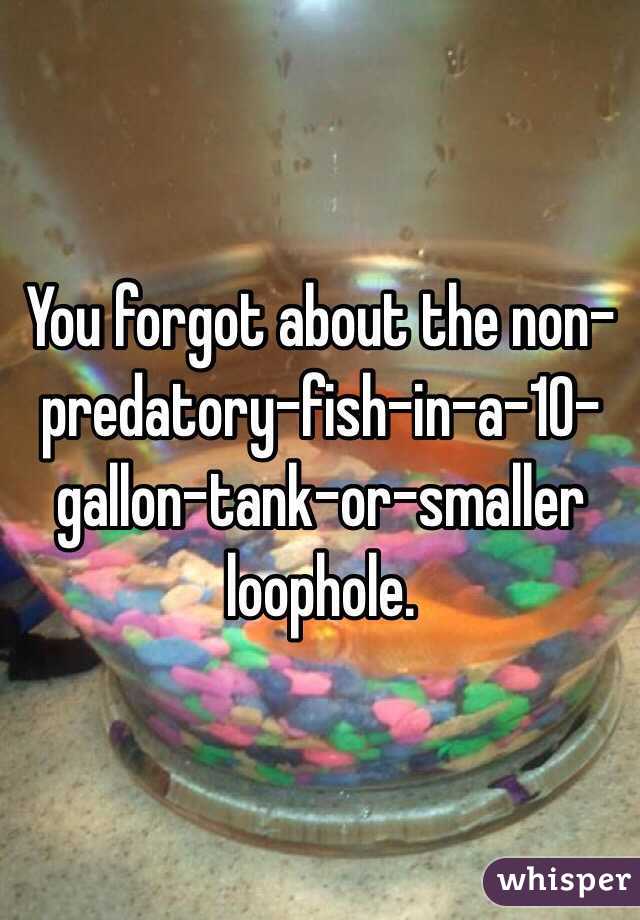 You forgot about the non-predatory-fish-in-a-10-gallon-tank-or-smaller loophole. 