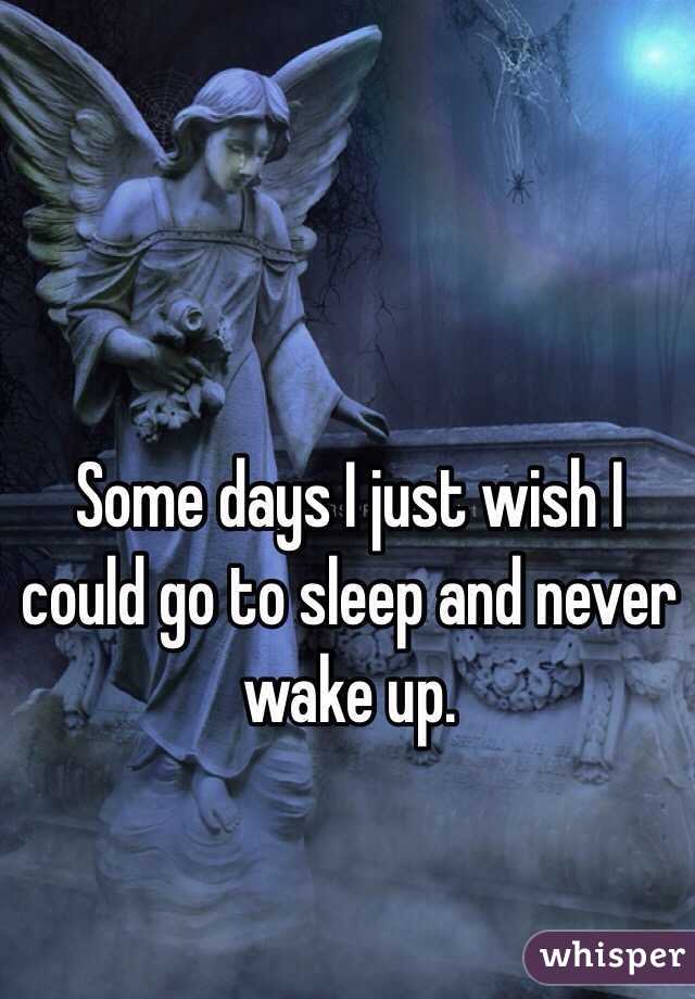 Some days I just wish I could go to sleep and never wake up.