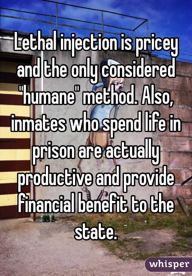 Lethal injection is pricey and the only considered "humane" method. Also, inmates who spend life in prison are actually productive and provide financial benefit to the state.