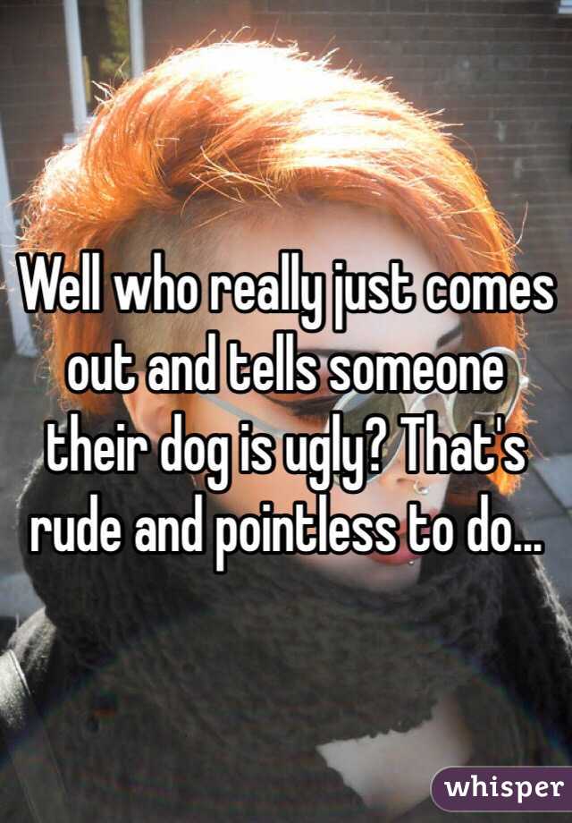 Well who really just comes out and tells someone their dog is ugly? That's rude and pointless to do...