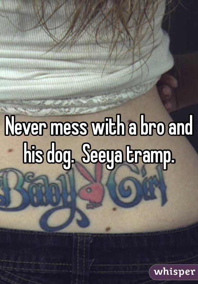 Never mess with a bro and his dog.  Seeya tramp.  