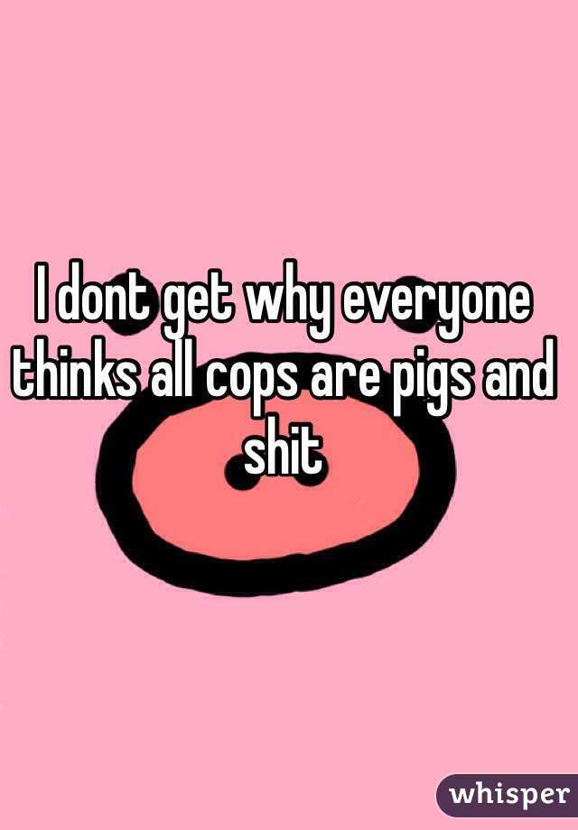 I dont get why everyone thinks all cops are pigs and shit