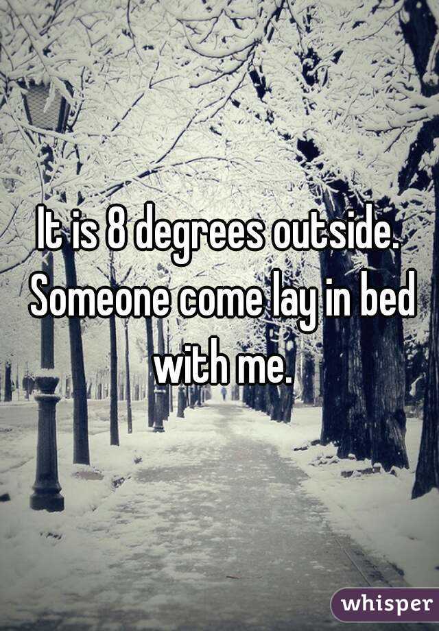 It is 8 degrees outside. Someone come lay in bed with me.