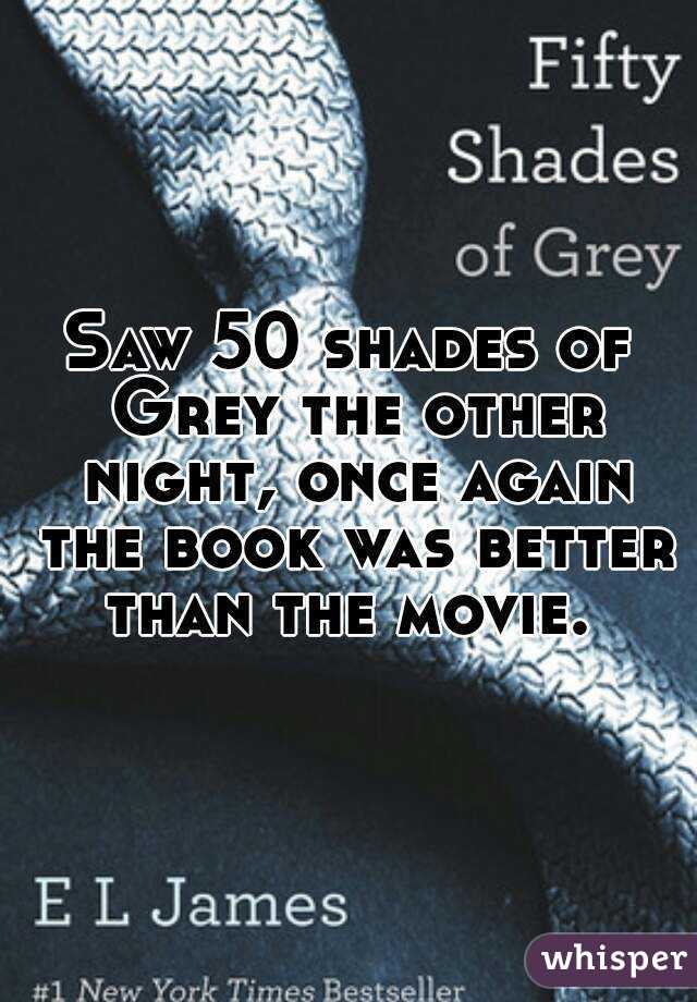 Saw 50 shades of Grey the other night, once again the book was better than the movie. 