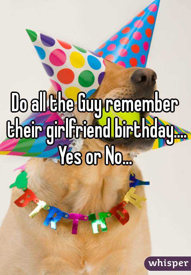 Do all the Guy remember their girlfriend birthday....
Yes or No...