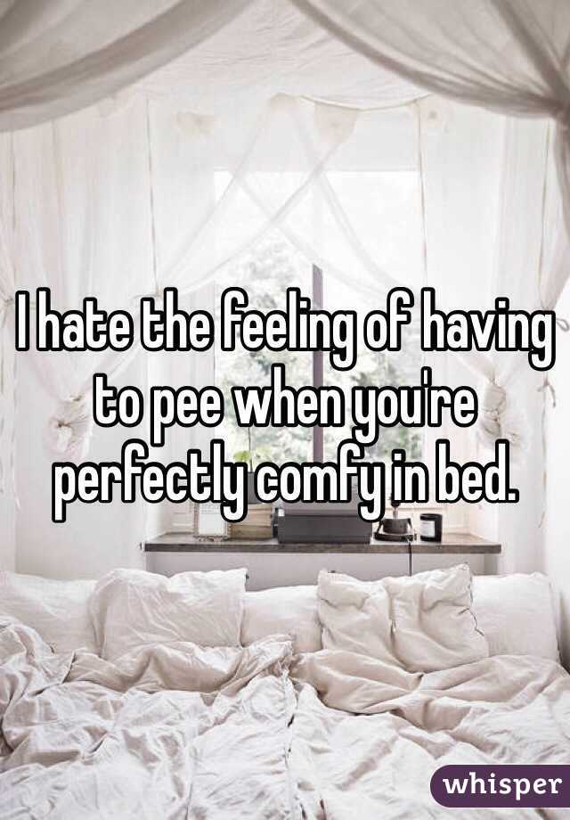 I hate the feeling of having to pee when you're perfectly comfy in bed.
