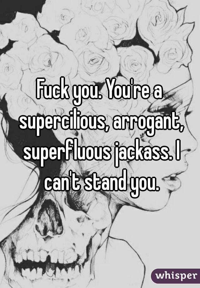 Fuck you. You're a supercilious, arrogant, superfluous jackass. I can't stand you.