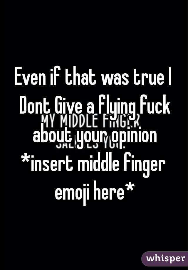 Even if that was true I Dont Give a flying fuck about your opinion
*insert middle finger emoji here*