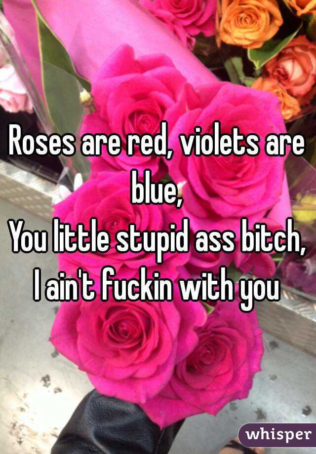 Roses are red, violets are blue, 
You little stupid ass bitch,
I ain't fuckin with you