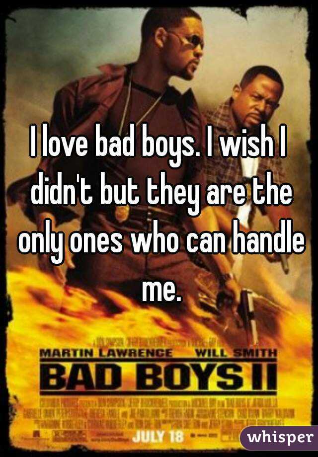 I love bad boys. I wish I didn't but they are the only ones who can handle me.