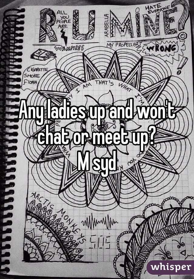 Any ladies up and won't chat or meet up?
M syd