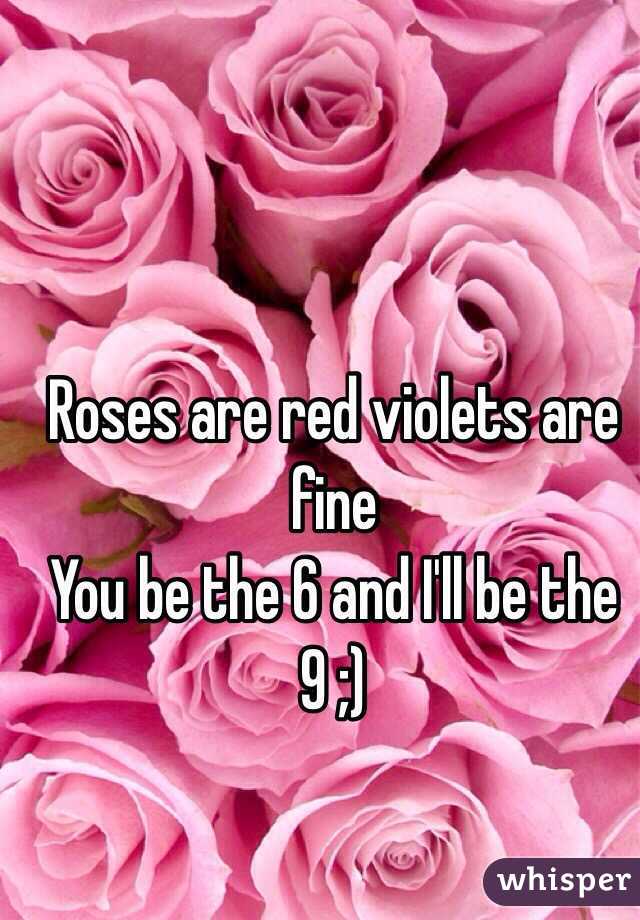 Roses are red violets are fine 
You be the 6 and I'll be the 
9 ;) 