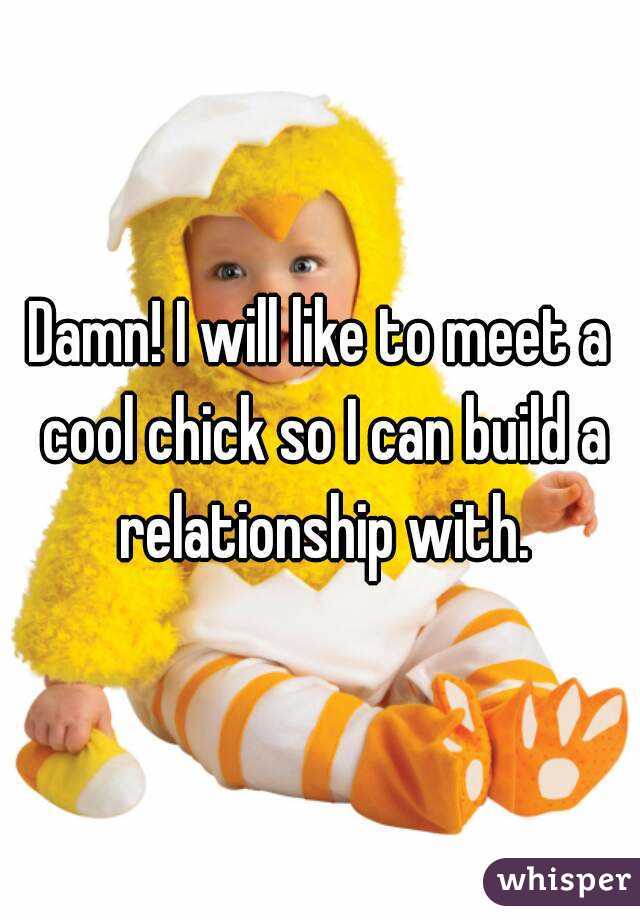 Damn! I will like to meet a cool chick so I can build a relationship with.