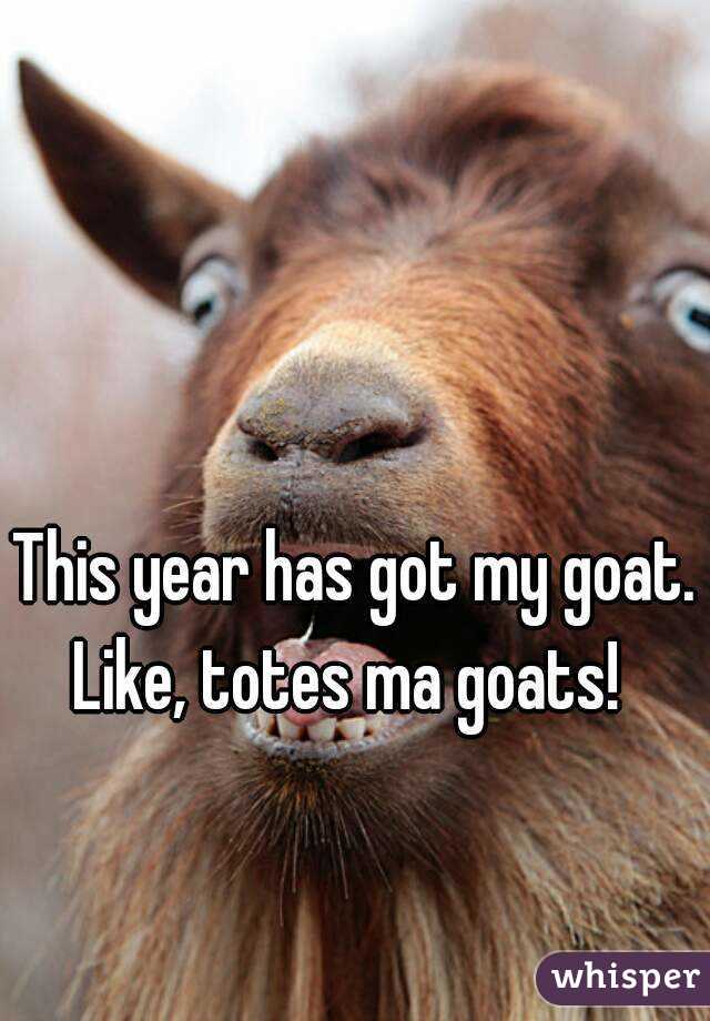 This year has got my goat.
Like, totes ma goats! 