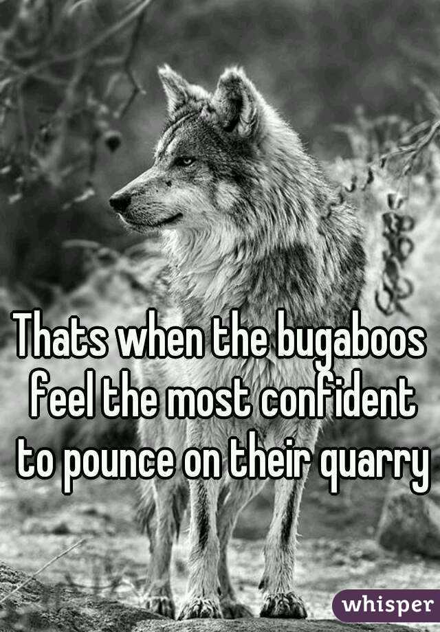Thats when the bugaboos feel the most confident to pounce on their quarry