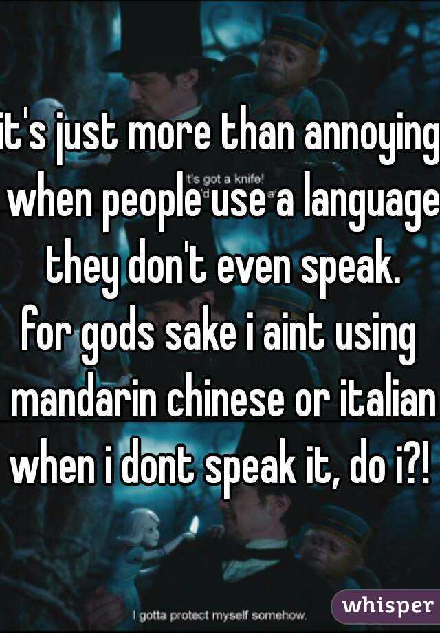 it's just more than annoying when people use a language they don't even speak.
for gods sake i aint using mandarin chinese or italian when i dont speak it, do i?! 