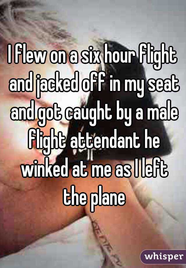 I flew on a six hour flight and jacked off in my seat and got caught by a male flight attendant he winked at me as I left the plane
