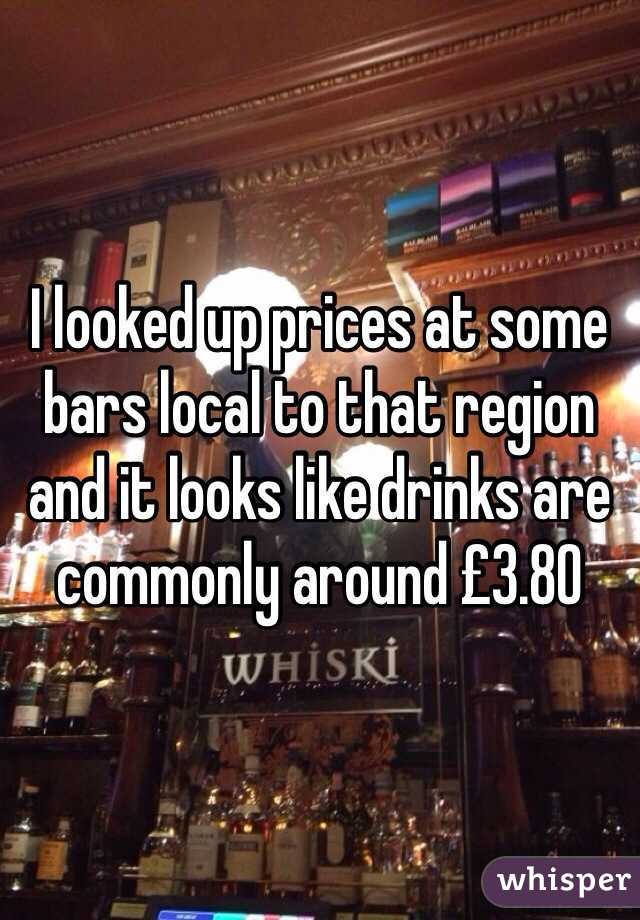 I looked up prices at some bars local to that region and it looks like drinks are commonly around £3.80