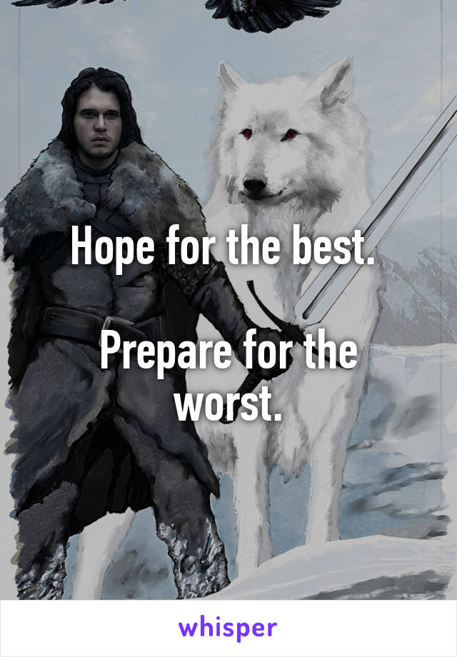 Hope for the best. 

Prepare for the worst.