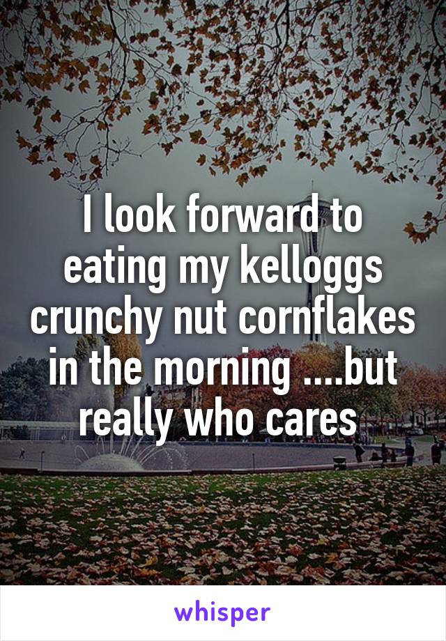 I look forward to eating my kelloggs crunchy nut cornflakes in the morning ....but really who cares 