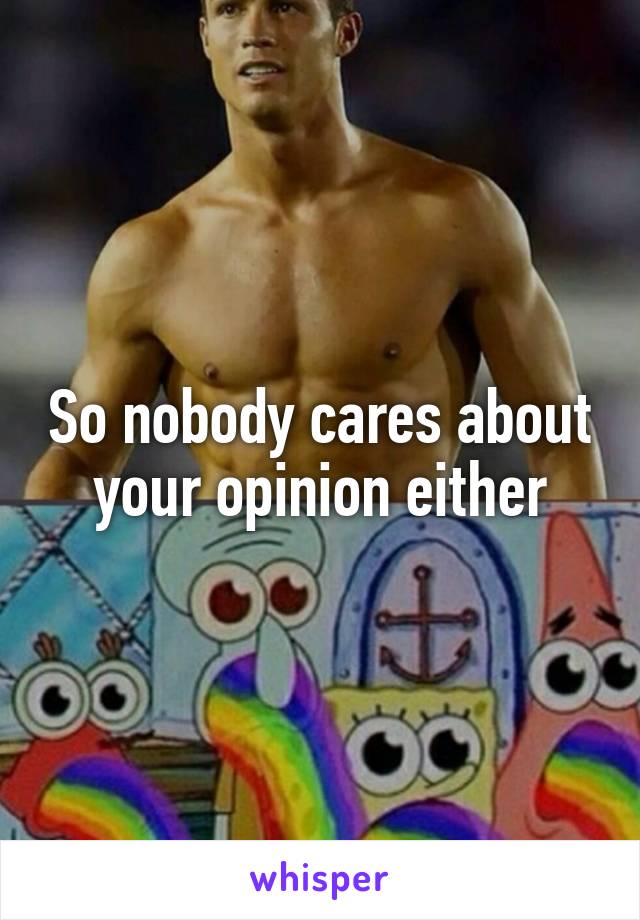So nobody cares about your opinion either
