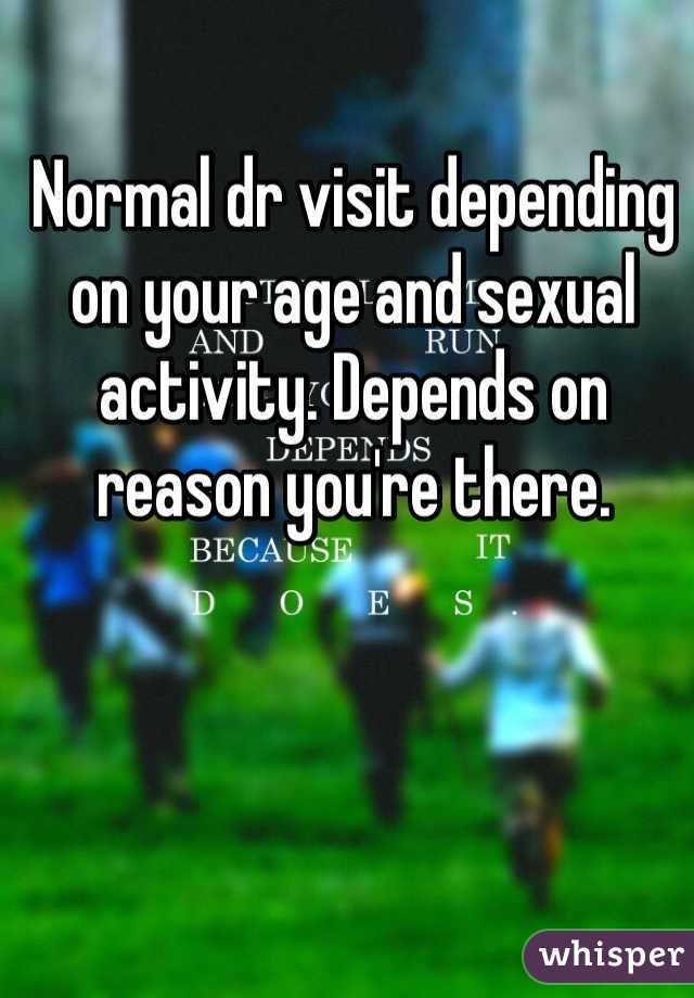 Normal dr visit depending on your age and sexual activity. Depends on reason you're there.