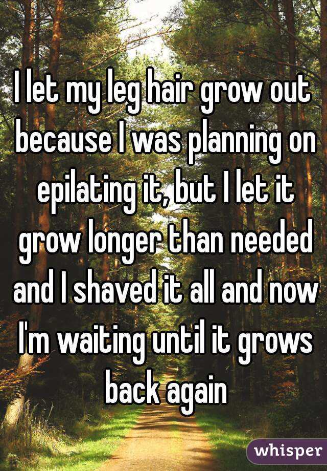 I let my leg hair grow out because I was planning on epilating it, but I let it grow longer than needed and I shaved it all and now I'm waiting until it grows back again