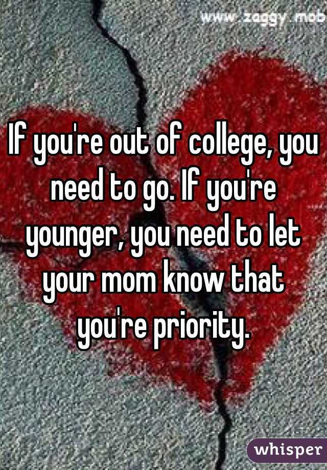 If you're out of college, you need to go. If you're younger, you need to let your mom know that you're priority. 