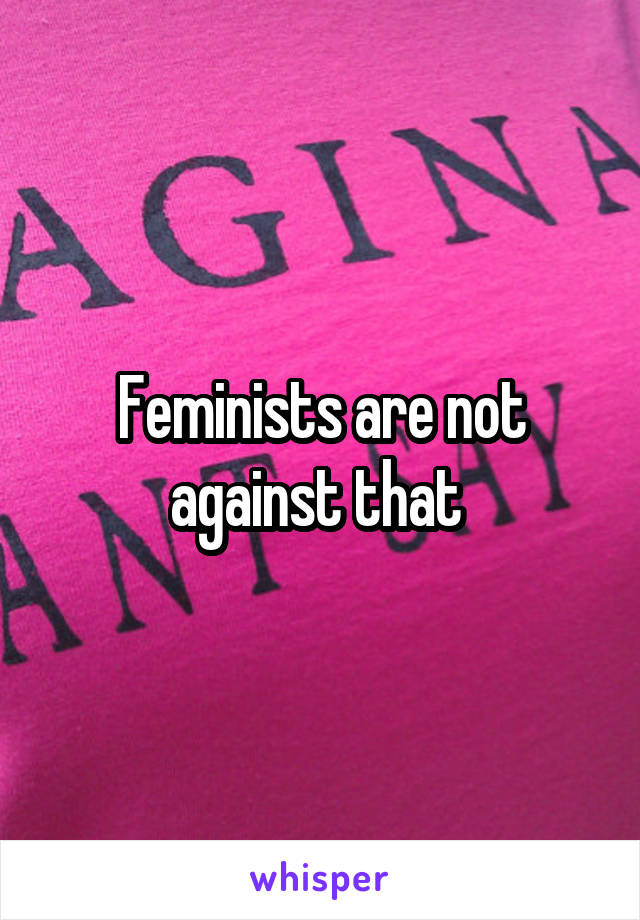 Feminists are not against that 
