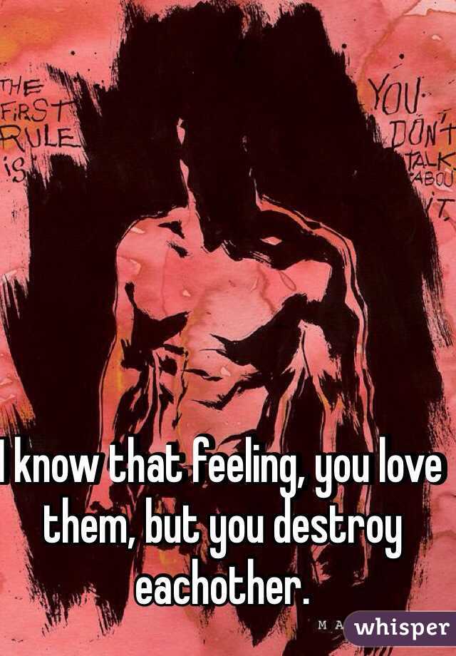 I know that feeling, you love them, but you destroy eachother.